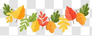 Thanksgiving Autumn Leaf Garlands - Orange Autumn Leaf Garland Transparent PNG