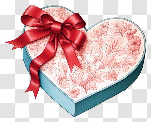 Heart Shaped Box - Heart-Shaped Gift Box With Ribbon Transparent PNG