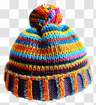 Beanie - Colorful Knitted Winter Hat Transparent PNG