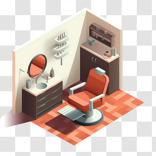 Hair Salon - Barber Chair In A Cozy Salon Transparent PNG