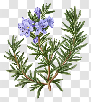 Rosemary Flower - Rosemary Herb With Purple Flowers Transparent PNG