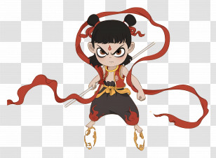 Nezha - Animated Warrior Child Transparent PNG