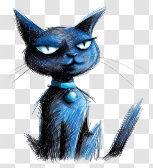 Blue Cat - Blue Cat Cartoon Sketch Transparent PNG