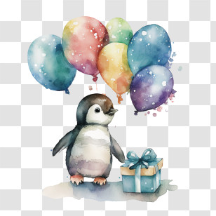 World Penguin Day
 - Penguin With Balloons And Gift Party Illustration Transparent PNG