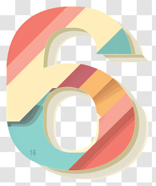 Number 6 - Colorful Striped Number 6 Illustration Transparent PNG