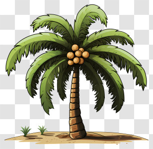 Flat Coconut Tree - Coconut Palm Tree In Tropical Nature Scene Transparent PNG