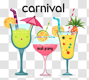 Brazilian Carnival - Cute Carnival Drinks With Straws Transparent PNG