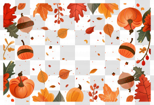 Autumn Background - Autumn Leaves And Pumpkins Decorative Frame Transparent PNG