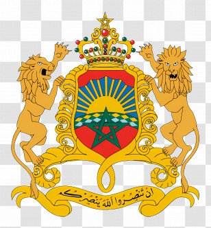 Kingdom Of Morocco Logo - Royal Coat Of Arms With Lions Transparent PNG