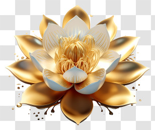 Golden Heart In Lotus - Golden Lotus Flower Decoration With Metallic Finish Transparent PNG
