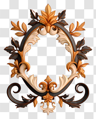 Oval Frame - Ornate Decorative Frame With Leaves Transparent PNG
