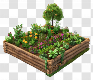 Garden Bed - Beautiful Garden With Vegetables And Flowers Transparent PNG