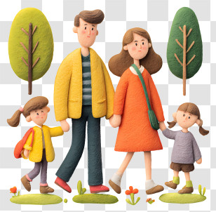 Family Walking Outdoors - Happy Family Walking Together Transparent PNG