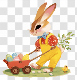 Easter Bunny - Easter Bunny With Egg Cart Transparent PNG