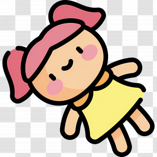 Baby Girl - Cute Cartoon Doll With Pink Hair And Yellow Outfit Transparent PNG