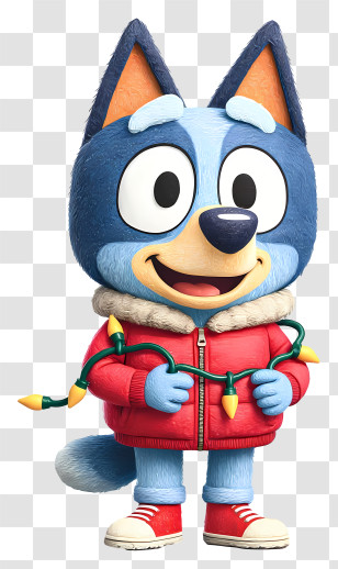 Cute Cartoon Bluey - Blue Cartoon Dog With Lights Transparent PNG