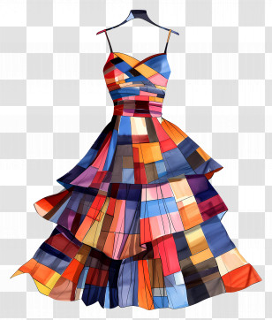 Party Dress - Colorful Patchwork Dress Transparent PNG