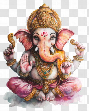 Ganesh - Colorful Illustration Of Lord Ganesha Transparent PNG