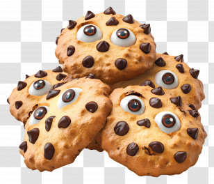Chocolate Chip Cookies - Chocolate Chip Cookies With Cartoon Eyes Transparent PNG