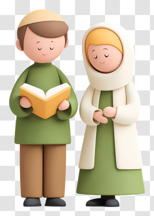 Muslim Couple Reading Quran - Couple Reading A Book Transparent PNG