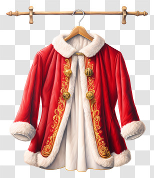 Red And White Coat - Elegant Red Coat With Fur Trim Transparent PNG