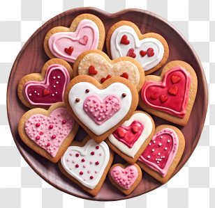 Sketch Valentines Cookies - Heart-Shaped Cookies With Colorful Frosting Transparent PNG