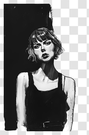 Taylor Swift - Black And White Illustration Of A Woman Transparent PNG