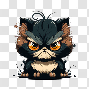 Cool Cat - Angry Cartoon Cat Design With Cute Features Transparent PNG