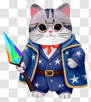 Cartoon Wizard Cat - Mystical Wizard Cat Cartoon Transparent PNG