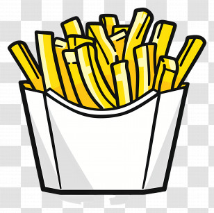 Cheese Fries - Cartoon Illustration Of French Fries In Box Transparent PNG