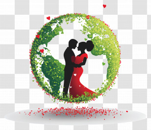 Wedding Globe - Silhouette Couple In Love With Earth Transparent PNG