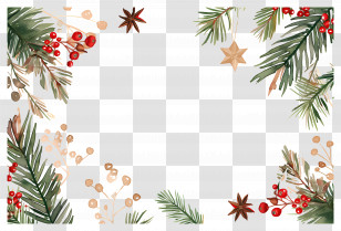Christmas Background - Christmas-Themed Decorative Border With Festive Elements Transparent PNG
