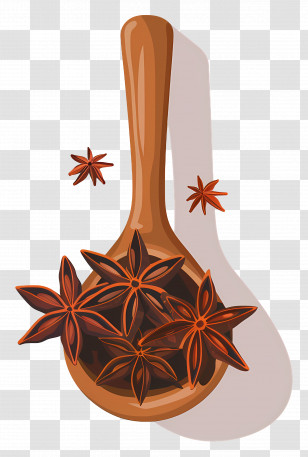 Star Anise - Star Anise In Wooden Spoon Transparent PNG