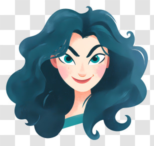 Mother Gothel - Teal-Haired Cartoon Girl Portrait Transparent PNG