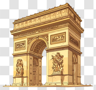 Arc De Triomphe - Illustrated Arc De Triomphe In Paris Transparent PNG