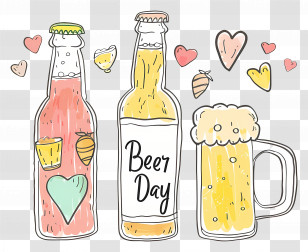 International Beer Day - Beer Day Celebration With Bottles And Mug Illustration Transparent PNG