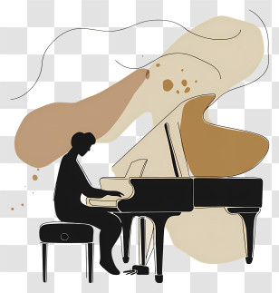 Playing Piano - Abstract Piano Player Silhouette Transparent PNG