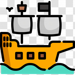 Pirate Boat - Cartoon Sailing Ship Transparent PNG
