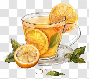 Lemon Tea - Lemon Tea In A Glass Cup With Fresh Lemon Slices Transparent PNG