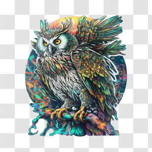 Psychedelic Owl
 - Majestic Colorful Owl Transparent PNG