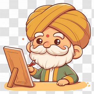 Indian Man Drawing - Cartoon Artist With Canvas Transparent PNG