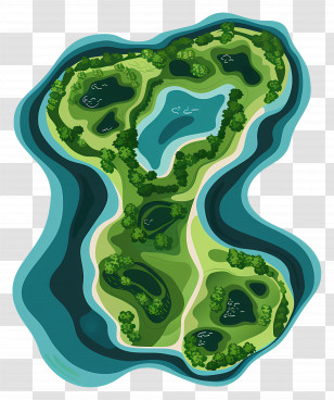 Aerial View - Green Island Surrounded By Water Transparent PNG