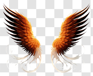 Realistic 3d Angel Wings - Orange And Black Fantasy Wings Transparent PNG