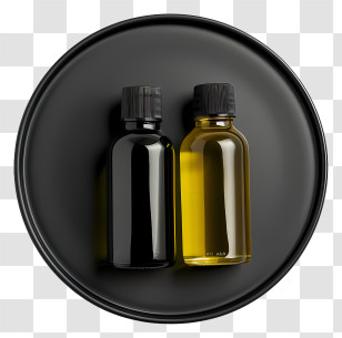 Oil Bottles - Black And Yellow Essential Oil Bottles Transparent PNG