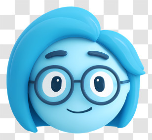 Cartoon Sadness - Smart Blue Emoji Avatar Transparent PNG