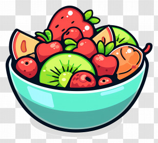 Fruits Salad - Colorful Fruit Salad Illustration In Bowl Transparent PNG