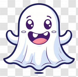 Kawaii Ghost - Cute Smiling Cartoon Ghost Transparent PNG