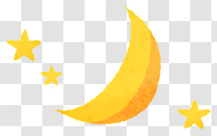 Crescent Moon - Yellow Crescent Moon And Stars Illustration Transparent PNG