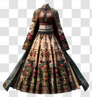 Indian Formal Wear - Elegant Traditional Floral Dress Transparent PNG