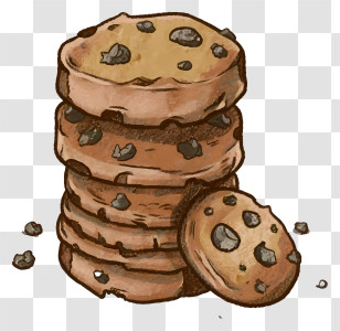Chocolate Chip Cookies - Stack Of Chocolate Chip Cookies Illustration Transparent PNG